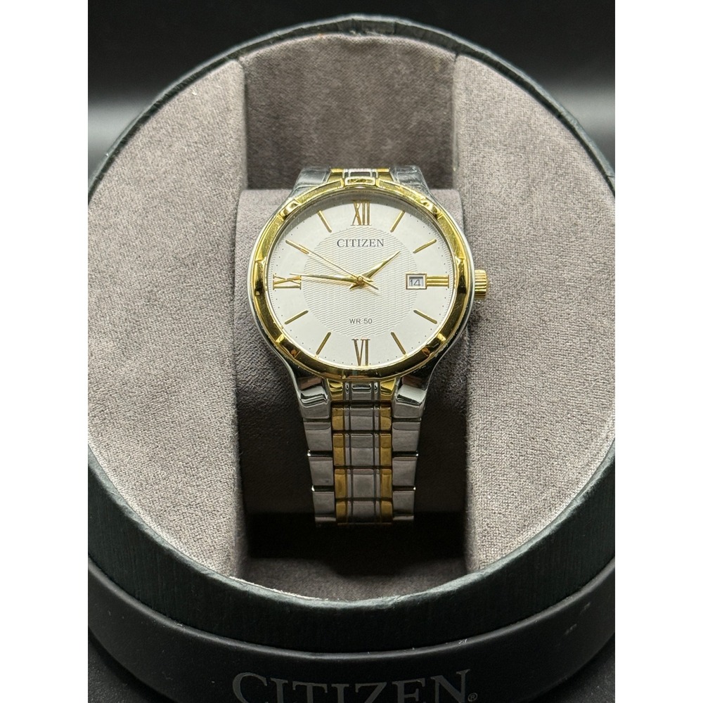Citizen BI5024-54A Men's Two-Tone Quartz Watch NWT White Dial WR50